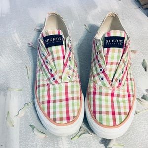 🌻Sperry top sliders plaid pattern